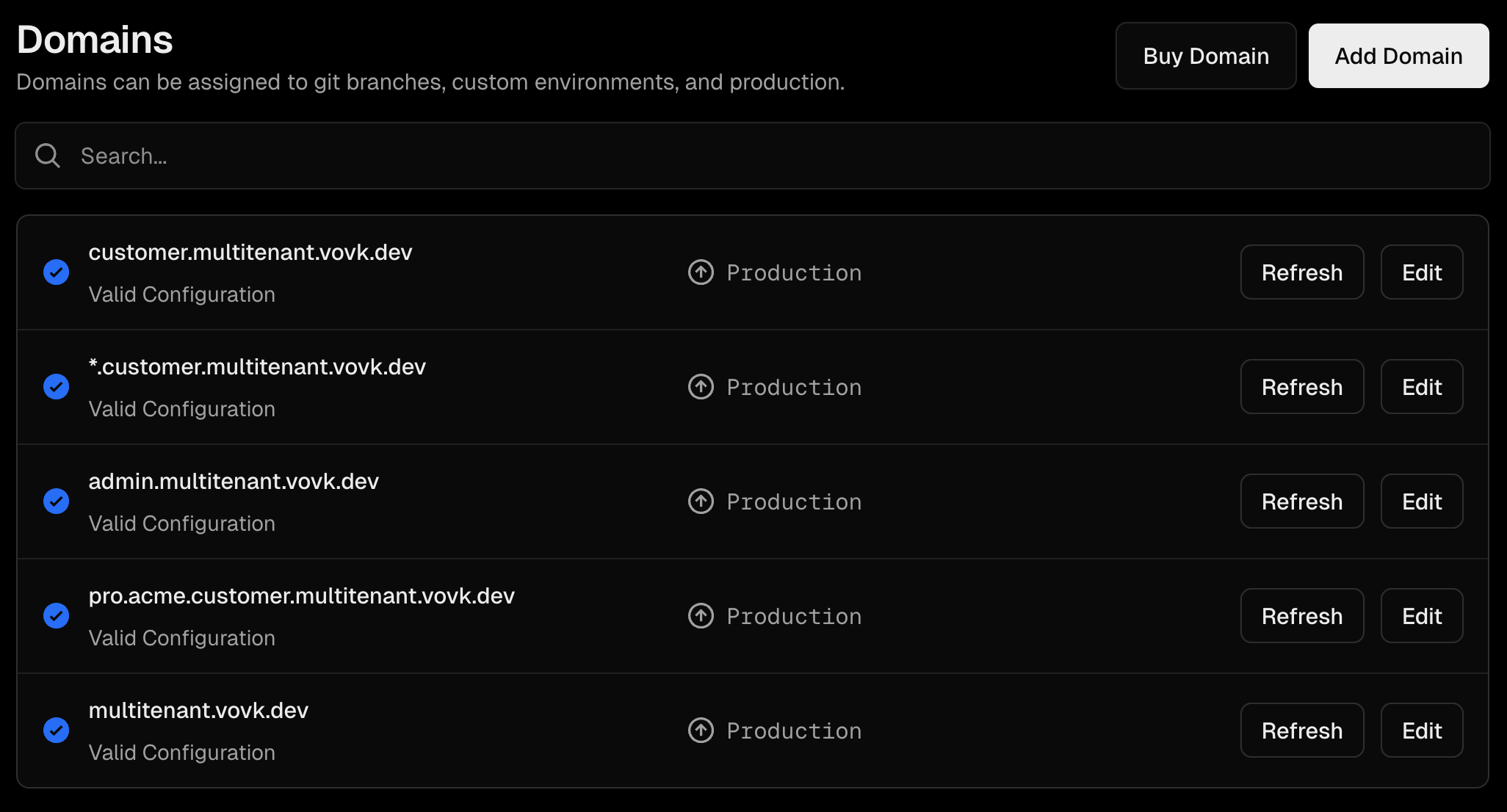 Domain configuration